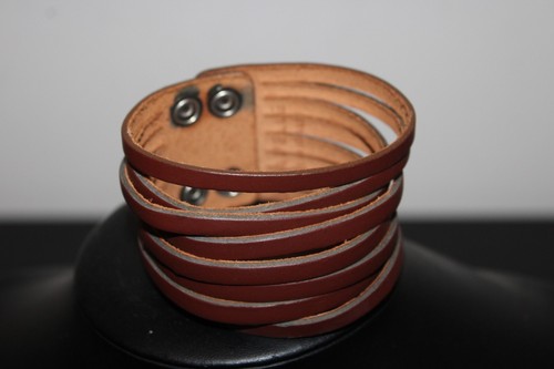 Bracciale marrone cuoio - bracciale,