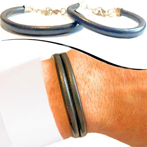 Bracciale pelle nera - pz,