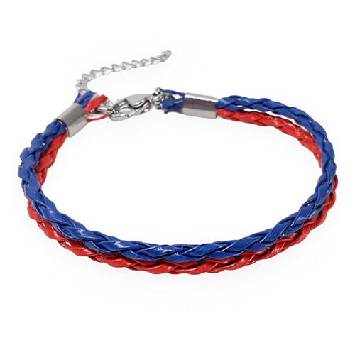 Bracciale corda cuoio rosso - corda,