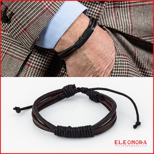 Bracciale uomo pelle e - uomo, in
