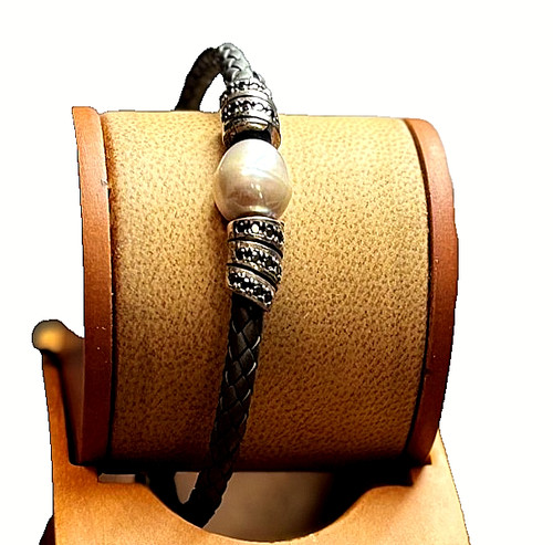 Bracciale argento cuoio e - bracciale,