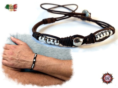 Bracciale uomo cuoio grezzo - bracciale,