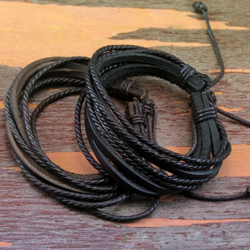 Bracciale donna cuoio trecce - bracciale,