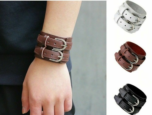 Bracciale cuoio con fibbie - in,