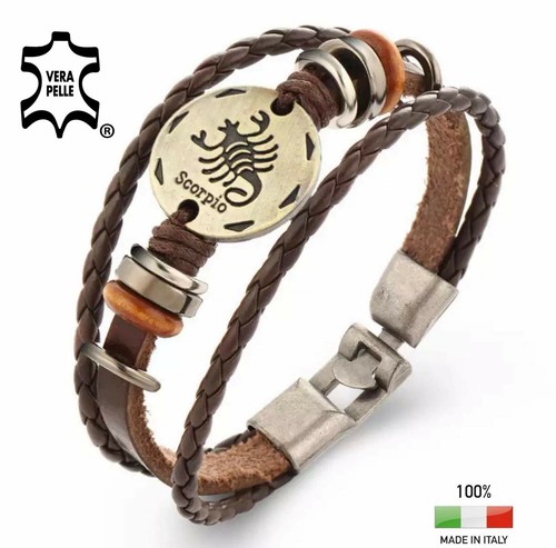 Bracciale zodiaco simil cuoio - bracciale,