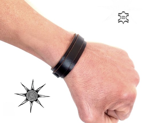 Bracciale polsino pelle - bracciale,