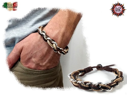 Bracciale uomo cuoio e - cuoio,