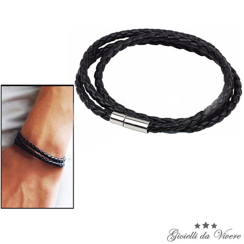 Bracciale cuoio intrecciato - bracciale,