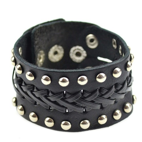 Bracciale cuoio borchie - bracciale,