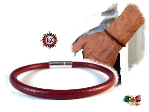 Bracciale cuoio tondo rosso - tondo,