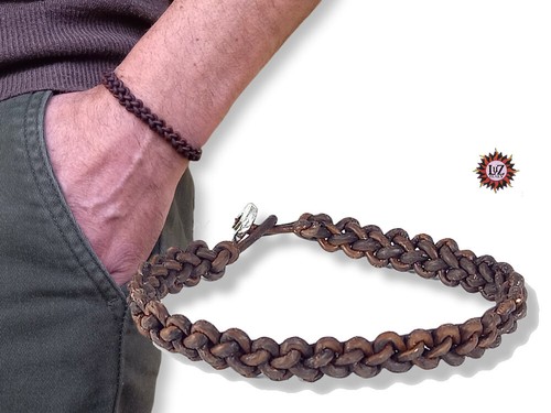 Bracciale uomo cuoio grezzo - bracciale, in