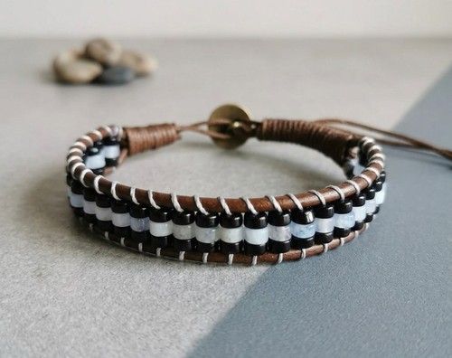 Bracciale artigianale cuoio - bracciale,