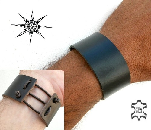 Bracciale polsino vera pelle - bracciale,