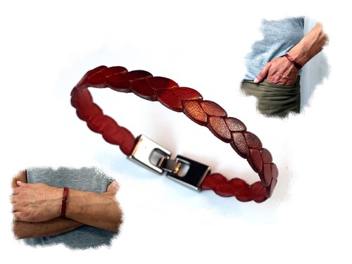 Bracciale cuoio rosso - bracciale,