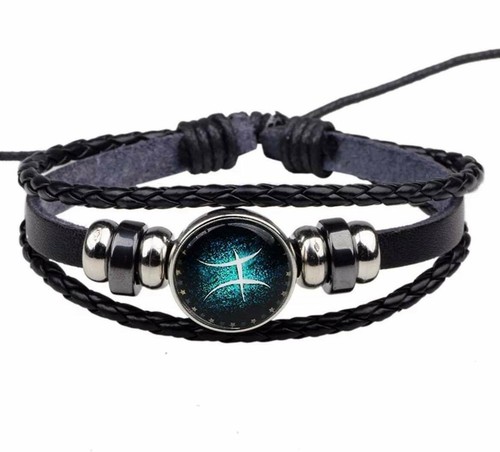Bracciale zodiaco simil cuoio - bracciale,